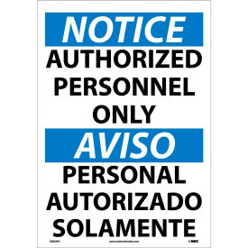 Bilingual Vinyl Sign - Notice Authorized Personnel Only ESN34PC