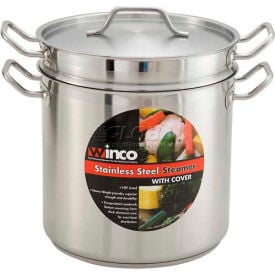 Winco SSDB-16S 16 Qt. Steamer/Pasta Cooker with Cover SSDB-16S