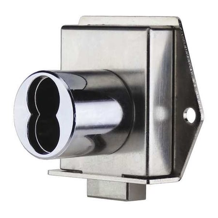 Drawer Dead Bolt with Interchangeable Core, Brushed Chrome, 1-1/16