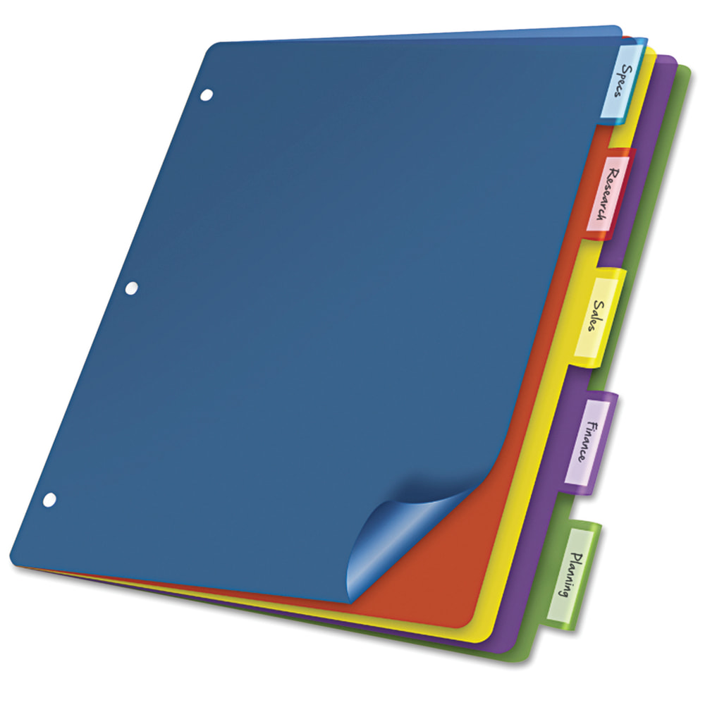 Cardinal Extra-tough Poly Dividers, 5 Tab(s)/Set, Letter, 8 1/2inx 11in, 3 Hole Punched, Pack of 4 Sets MPN:84018