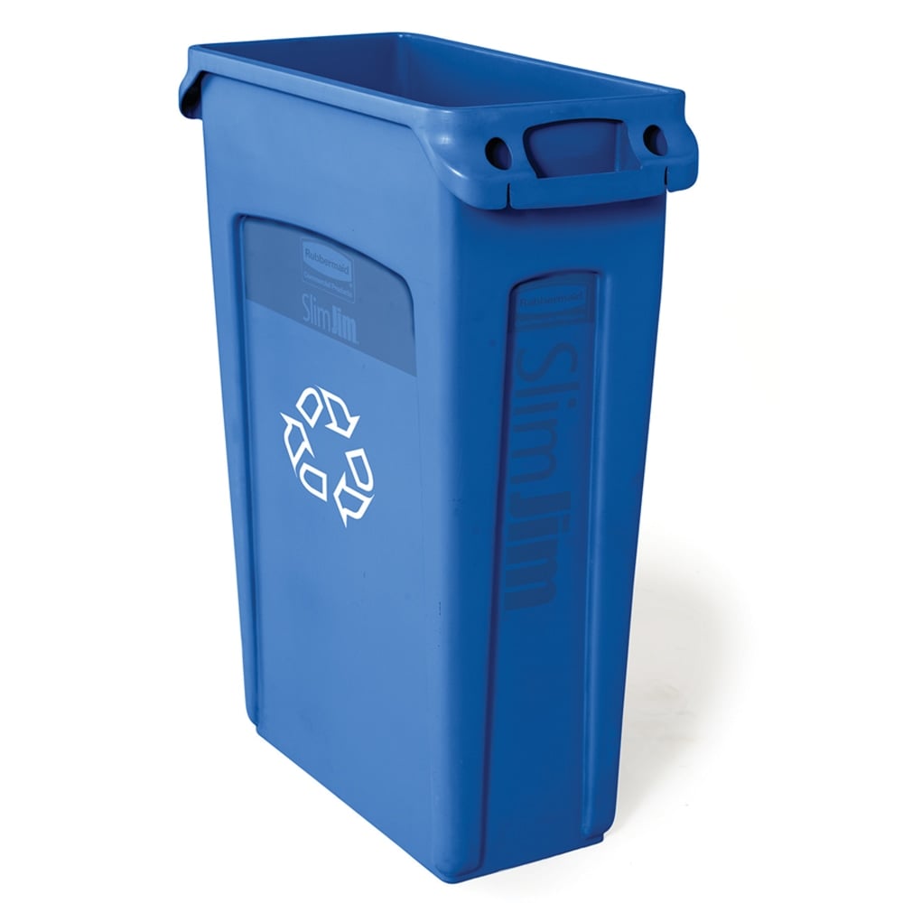 Rubbermaid Commercial Slim Jim Recycle Waste Container, 23-Gallons, Blue MPN:FG354007 BLUE