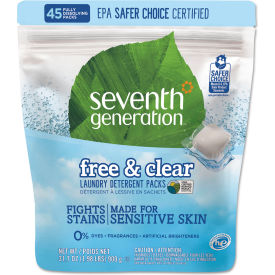 Natural Laundry Detergent Packs Powder Unscented 45 Packets/Pack 22977
