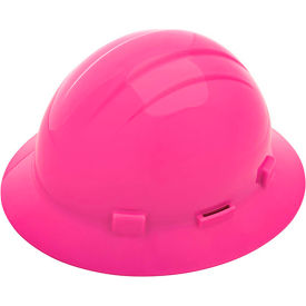 ERB® Americana Full Brim Hard Hat with Accessory Slots 4-Pt Slide-Lock Suspension Hi-Viz Pink WEL19299HP - Pkg Qty 12