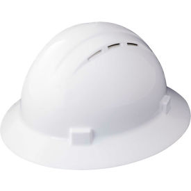 ERB® Americana® Vented Full Brim Hard Hat 4-Point Nylon Mega Ratchet Suspension White WEL19431WH - Pkg Qty 12
