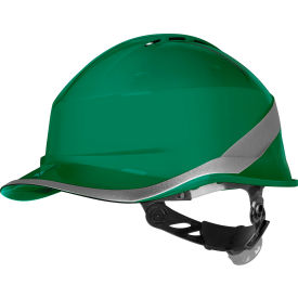 Delta Plus Diamond VI WIND Front Brim Safety Helmet Adjustable One-D Rotor Clamping System Green DIAM6WTRVEFL
