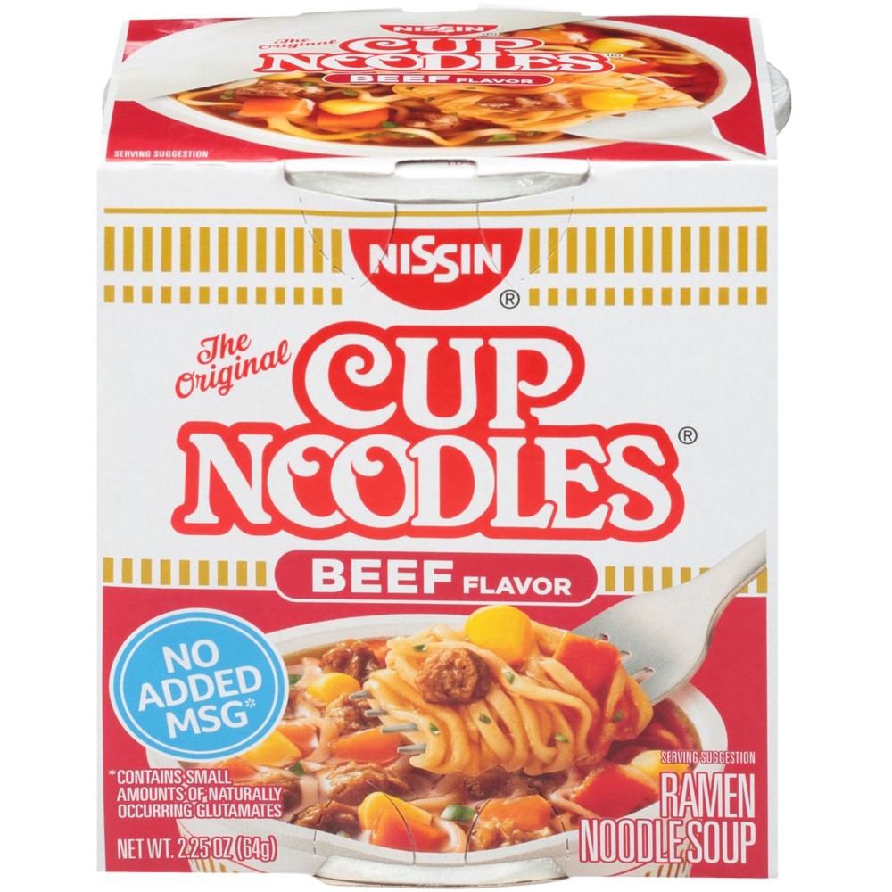 NISSIN FOODS Top Ramen Beef Flavor Cup Noodles - Beef - 2.25 oz - 12 / Carton (Min Order Qty 3) MPN:23001