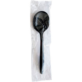 Boardwalk® Mediumweight Wrapped Soup Spoons Polypropylene Black 1000/Carton BWKSOUPBLPPIW