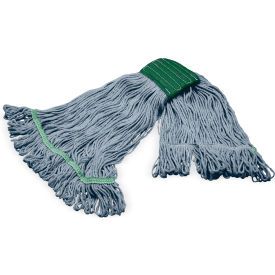 Carlisle® Grease Release Looped End Mop w/ Green Band Medium Blue 369120G14 - Pkg Qty 12
