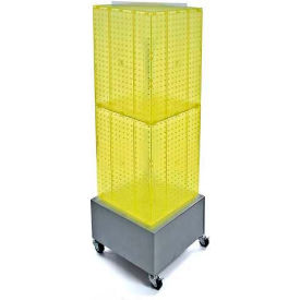 Global Approved 701415-YEL Interlocking Pegboard Floor Display W/ Wheels 14
