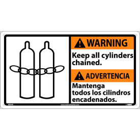 Bilingual Plastic Sign - Warning Keep All Cylinders Chained WBA4R