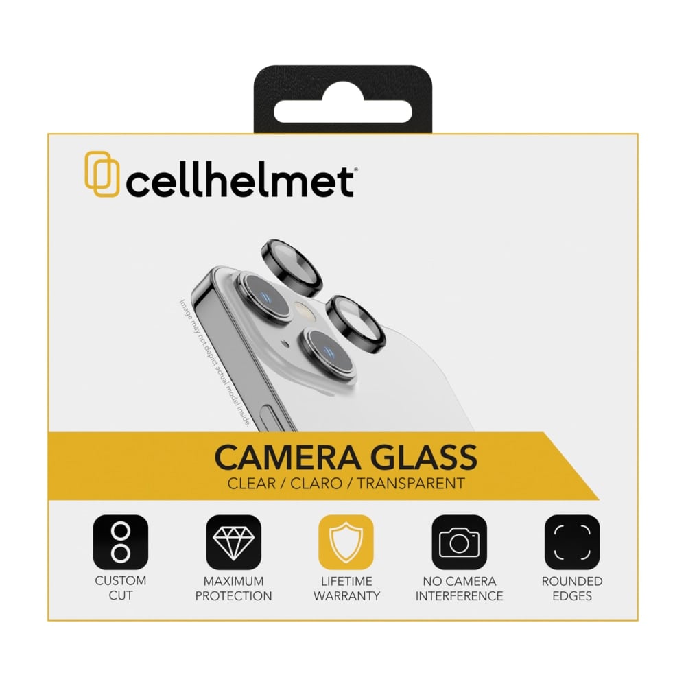 cellhelmet Tempered Camera Glass Protector, For iPhone 15/15 Plus MPN:TEMP-2-CMRA-IPHONE-15