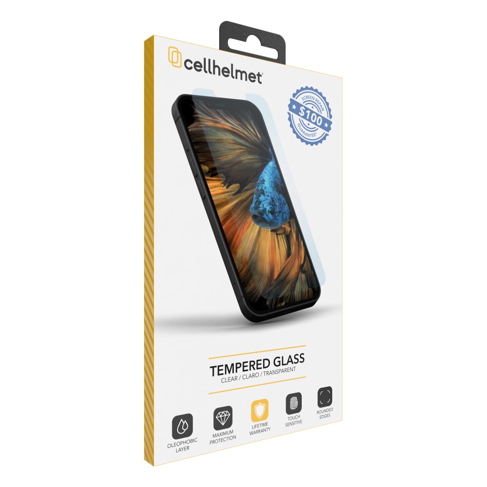 cellhelmet Tempered Glass Screen Protector, With $100 Coverage, For iPhone 13/13 Pro/14 MPN:TEMP-IPHONE-6.1-2021-PLUS