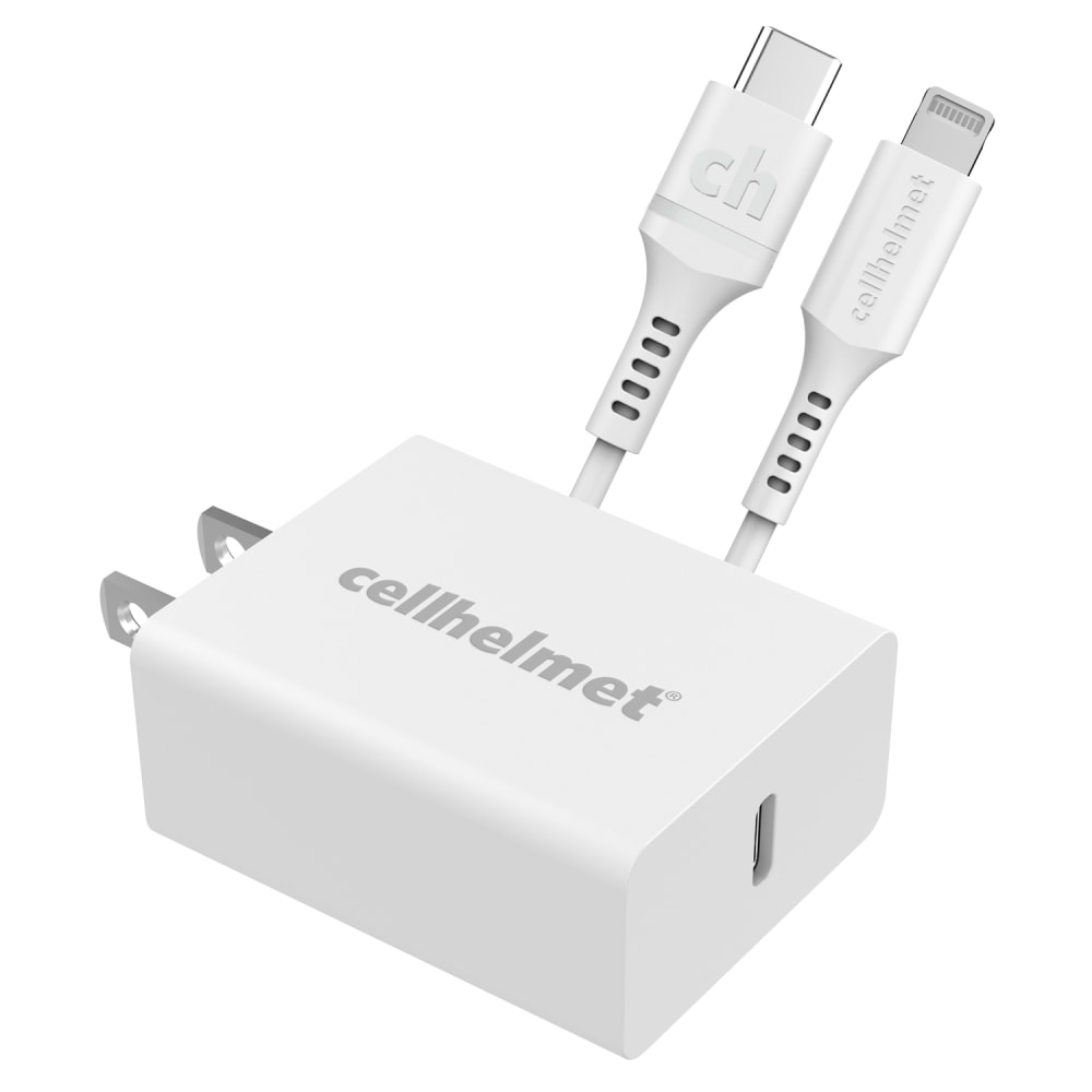 cellhelmet 20-Watt Single-USB Power Delivery Wall Charger With USB-C To Lightning Round Cable, 3ft, White MPN:WALL-PD-20W+R-LIGHT