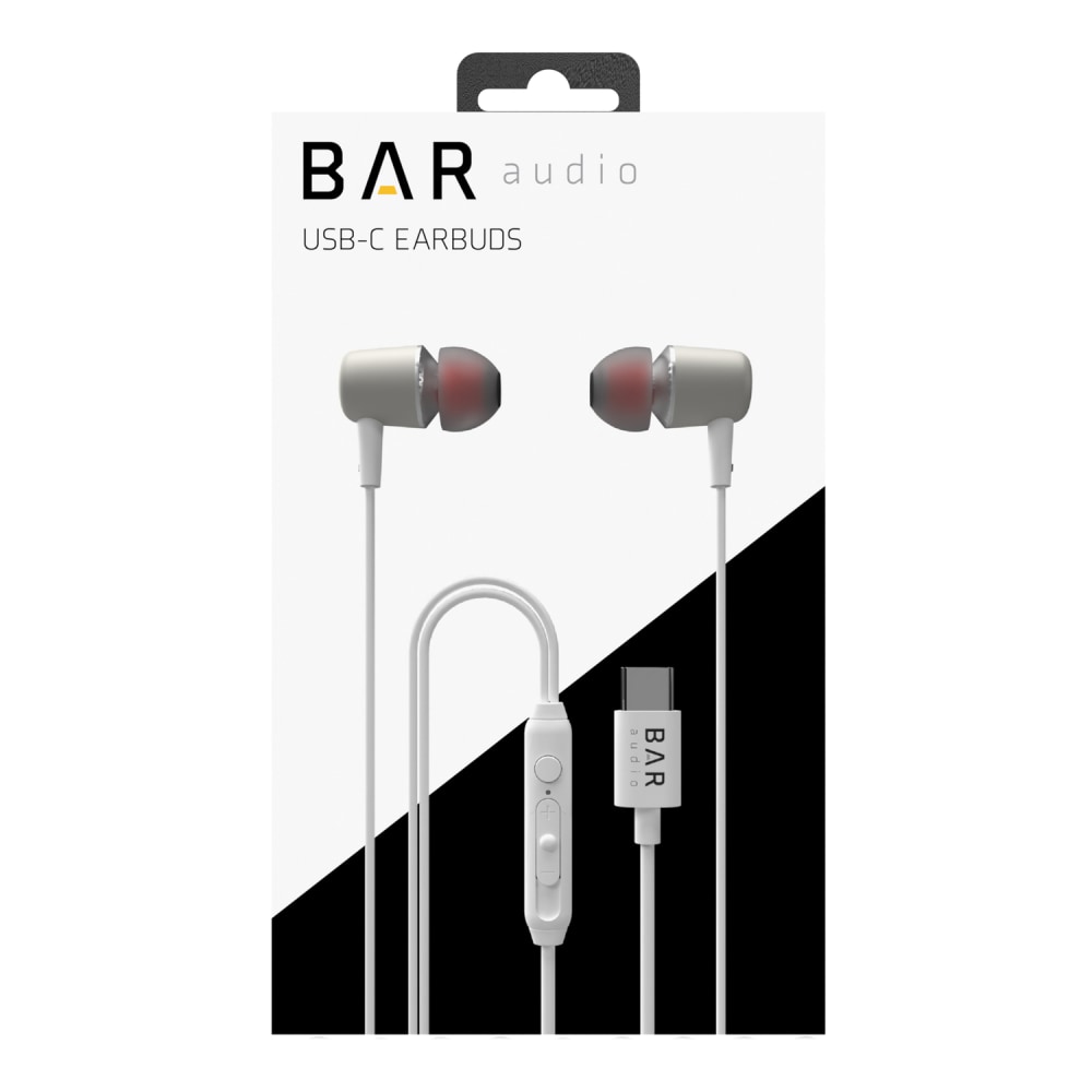 cellhelmet Bar Audio Earbuds With Microphone And USB-C Connector, White MPN:BARINEARTYPEC
