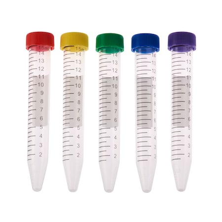 Centrifuge Tube, Assorted Color Cap - Bag, Sterile, 15mL, PK500 MPN:230411A