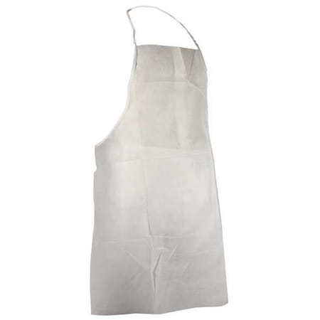 Bib Apron, Polypropylene, Serged, 1 mil, 36 in, White, Universal, 100 PK MPN:110