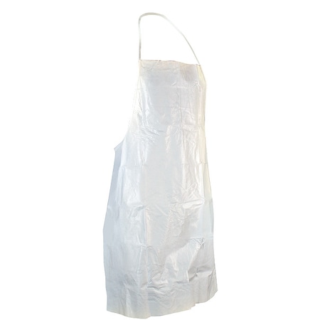 Disposable Apron, Microporous Film Laminated, Serged, 1 mil, 36 in, White, Universal, 100 PK MPN:157