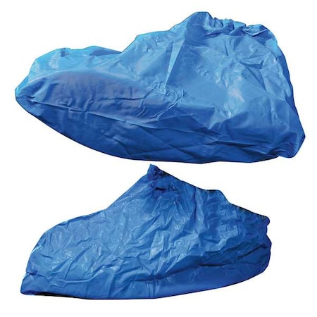 Shoe Covers, Polyethylene, 9 in Overall Height, Elastic Closure, Blue, XL, PK300 MPN:26011B