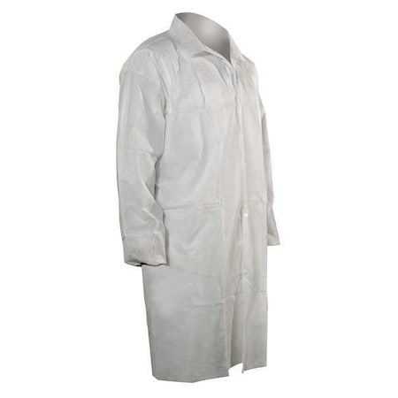 Disposable Lab Coat, Polypropylene, Snaps Closure, White, L, 25 PK MPN:3302EWSL