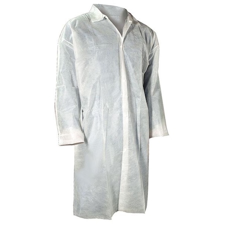 Disposable Lab Coat, Polypropylene, Snaps Closure, White, 6XL, 30 PK MPN:3302EWSXXXXXX