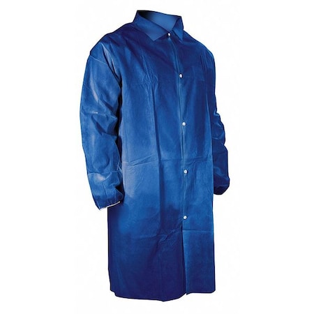 Disposable Lab Coat, Polypropylene, Snaps Closure, Blue, 2XL, 25 PK MPN:3302NXX