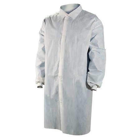 Disposable Lab Coat, Polypropylene, Snaps Closure, White, 3XL, 25 PK MPN:3509XXX