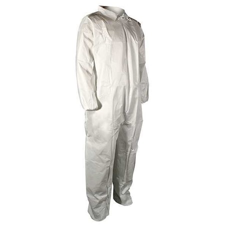 Disposable Coverallss, Collared, L, Polypropylene, Elastic Wrist, Elastic Ankle, Serged Seam, White MPN:5740L