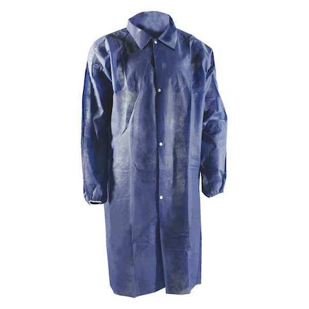 Disposable Lab Coat, Polypropylene, Snaps Closure, Blue, XL, 30 PK MPN:63302EWNX