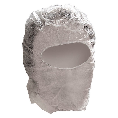 Disposable Hood, Polypropylene, Serged Seam, White, Covers Ears, Face, Head, Neck, 100 PK MPN:980