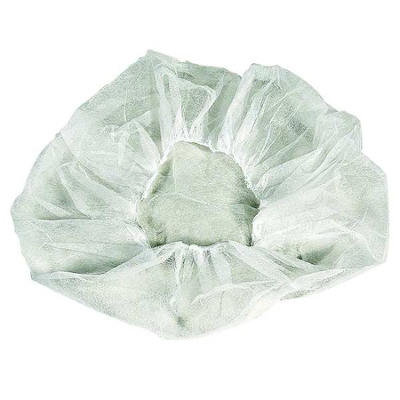 Bouffant Cap, Polypropylene, Latex-Free, White, 24 in Dia., Size Large, Flat Pack, 1000 Per Case MPN:BIX4HS