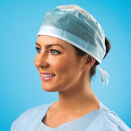 Surgeon Cap, Polypropylene, Blue, 100 PK MPN:CA6 830A