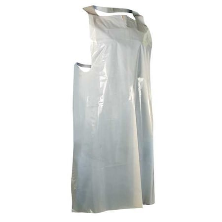 Disposable Apron, Polyethylene, Seamless, 1 mil, 46 in, White, Universal, 100 PK MPN:PAL46RGRA
