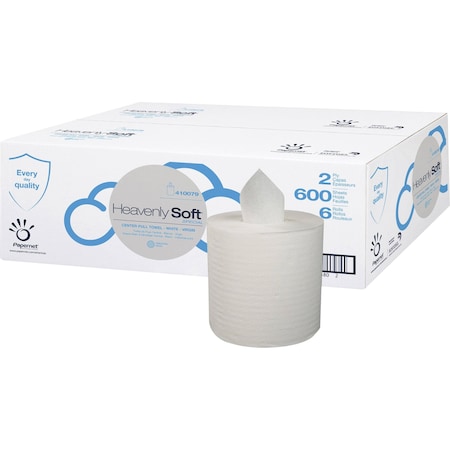 Center Pull Paper Towels, 2 Ply, 600 Sheets, White, 6 PK MPN:410079