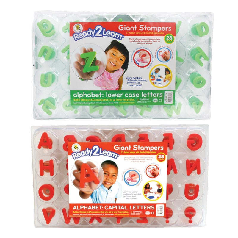 Ready 2 Learn Alphabet Letters Giant Stamps, Lowercase/Uppercase, 3in, Green/Red, Pack Of 56 MPN:CE-6713