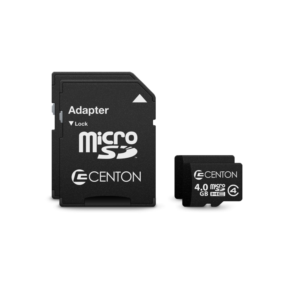 Centon microSD Memory Cards, 4GB, Pack Of 2 Memory Cards, S1-MSDHC4-4G2PK MPN:S1-MSDHC4-4G2PK