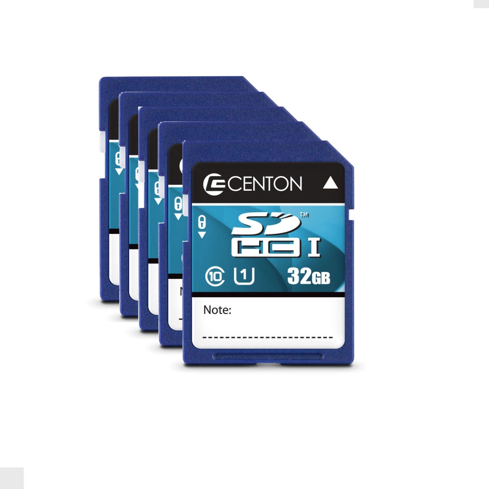 Centon Secure Digital Memory Cards, 32GB, Pack Of 5 Memory Cards, S1-SDHU1-32G-5-B MPN:S1-SDHU1-32G-5-B