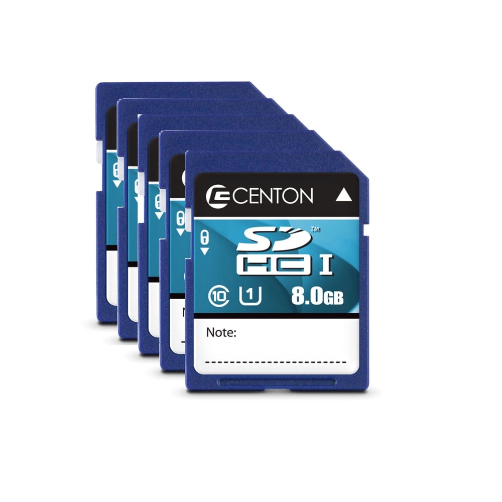 Centon Secure Digital Memory Cards, 8GB, Pack Of 5 Memory Cards, S1-SDHU1-8G-5-B MPN:S1-SDHU1-8G-5-B