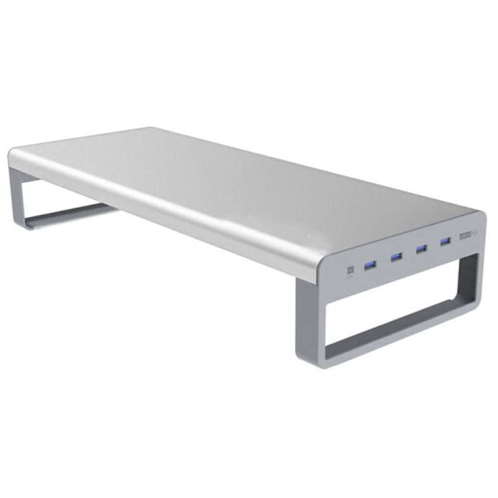 OTM Essentials Desktop Riser, 3inH x 21-7/16inW x 7-7/8inD, Silver MPN:OB-A2D