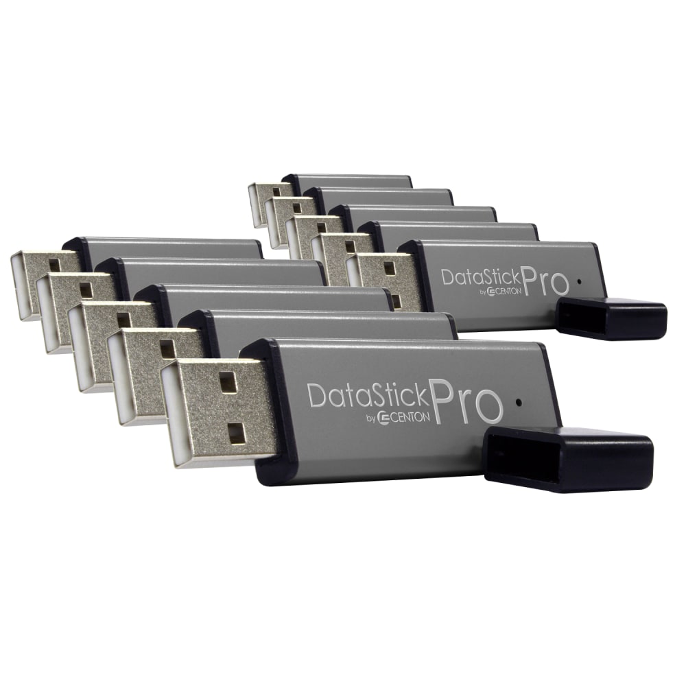 Centon DataStick Pro USB 2.0 Flash Drives, 16GB, Gray, Pack Of 10 Flash Drives MPN:DSP16GB10PK