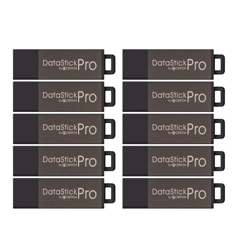 Centon DataStick Pro USB 2.0 Flash Drives, 2GB, Gray, Pack Of 10 Drives MPN:DSP2GB10PK