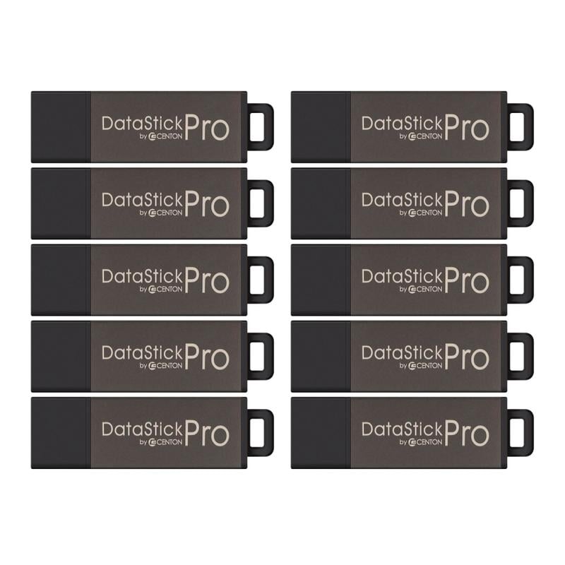 Centon DataStick Pro USB 2.0 Flash Drives, 32GB, Gray, Pack Of 10 Flash Drives MPN:DSP32GB10PK