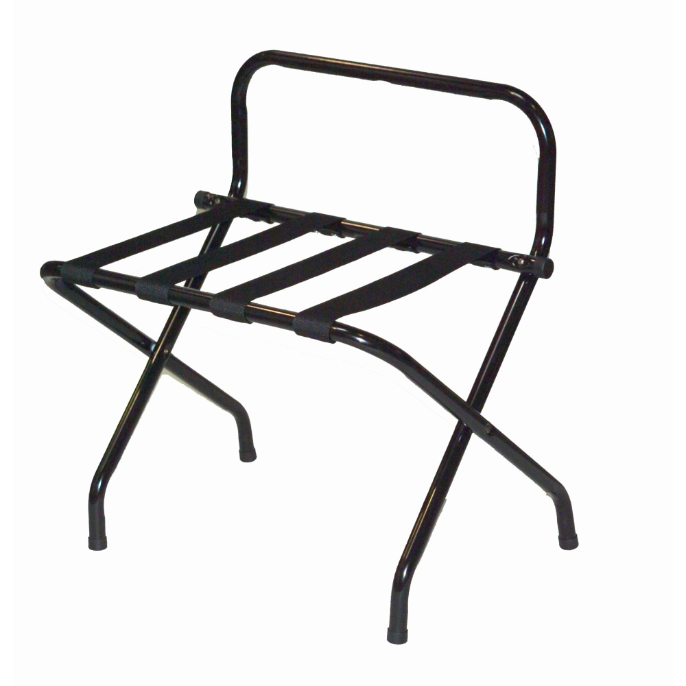 CSL High Back Metal Luggage Rack, 26-1/2inH x 24-1/4inW x 16inD, Black/Black MPN:1055BL-BL-1