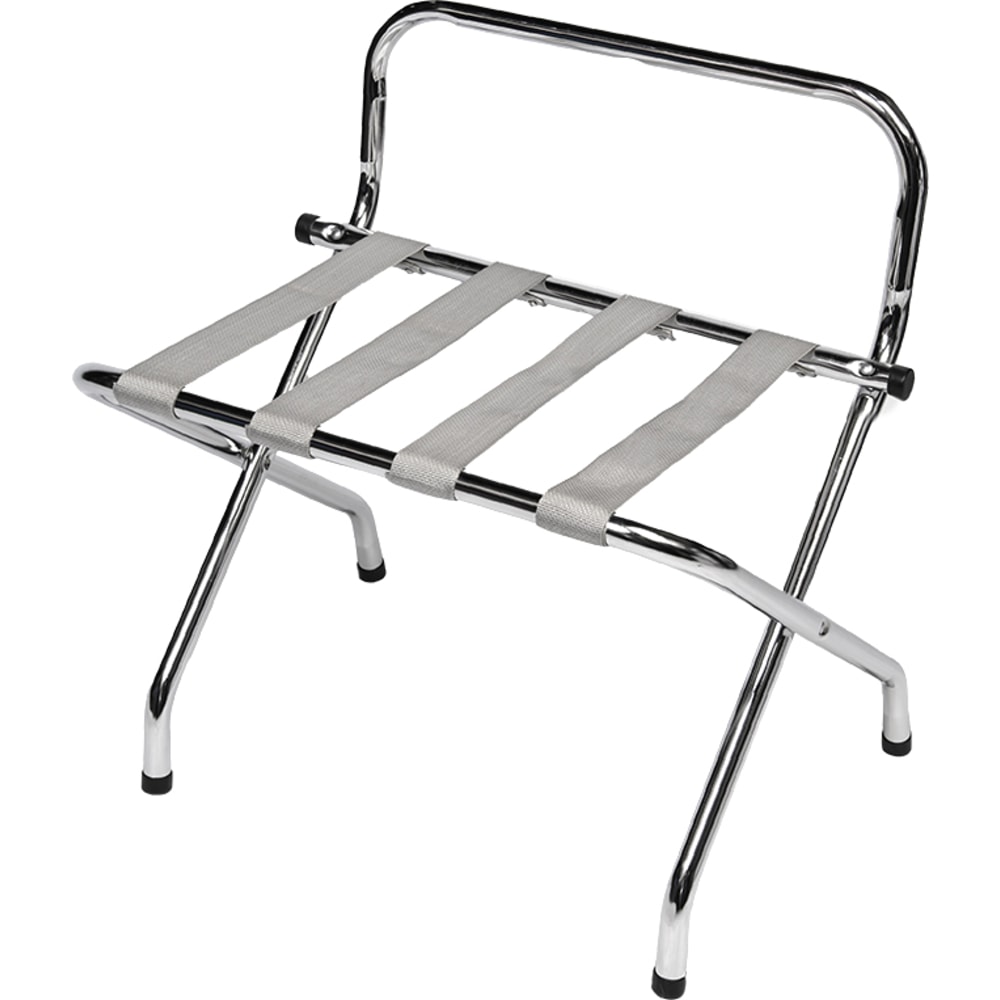 CSL High Back Metal Luggage Rack, 26-1/2inH x 24-1/4inW x 16inD, Chrome/Silver MPN:1055C-SV-1