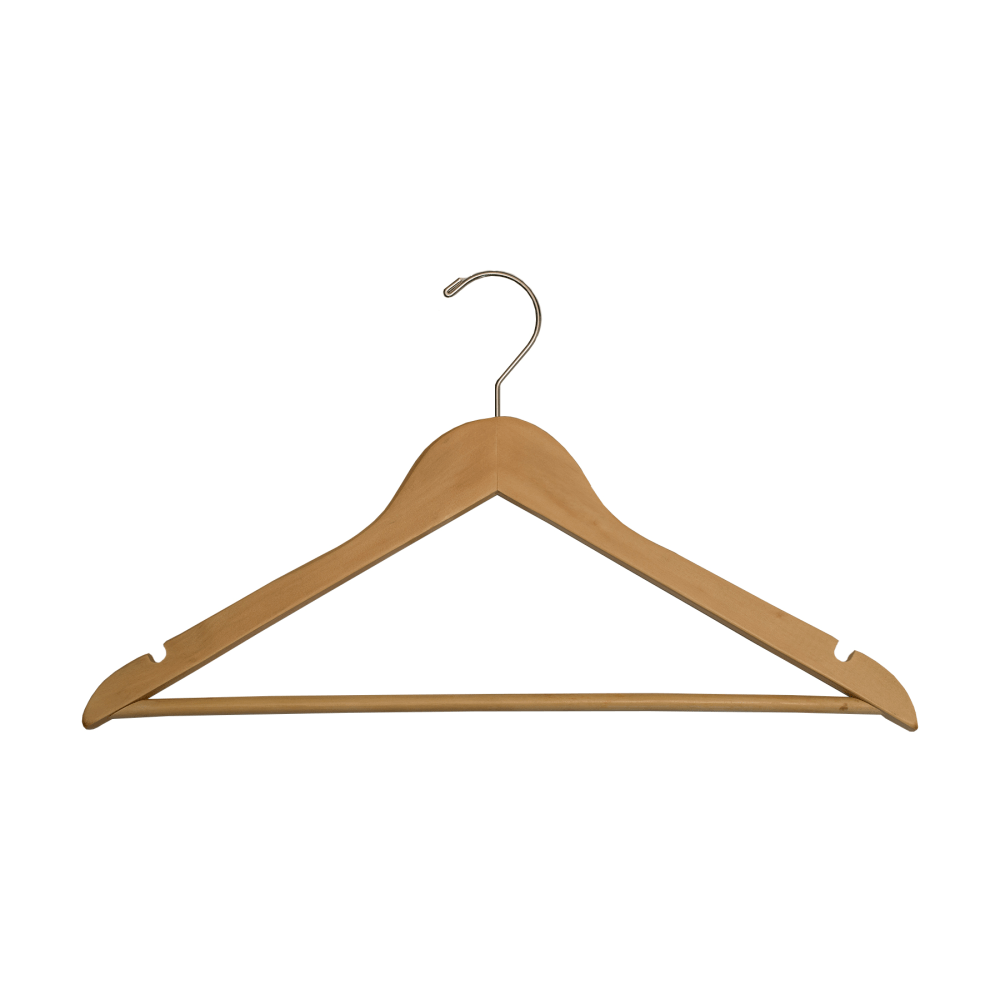 CSL Wood Clothes Hangers, 17in, Natural, Pack Of 100 Hangers MPN:1070