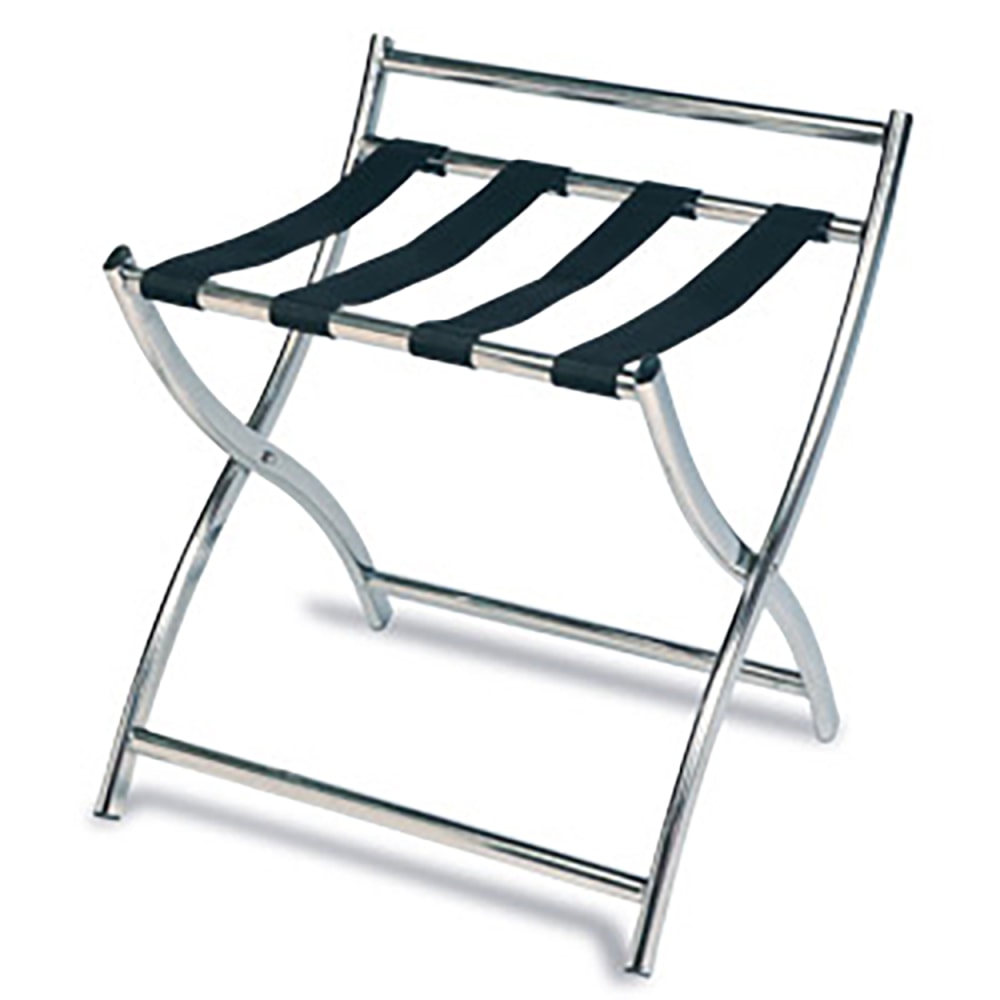 CSL Luxury Steel Luggage Racks, 22-1/2inH x 19-1/2inW x 18-1/2inD, Stainless/Black, Pack Of 6 Racks MPN:199SS-BL