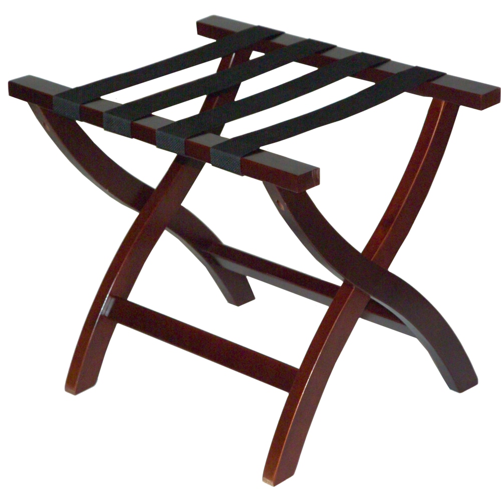 CSL Premier High Back Wood Luggage Rack, 24inH x 23inW x 19inD, Mahogany/Black, 77MAH1 MPN:77MAH-1