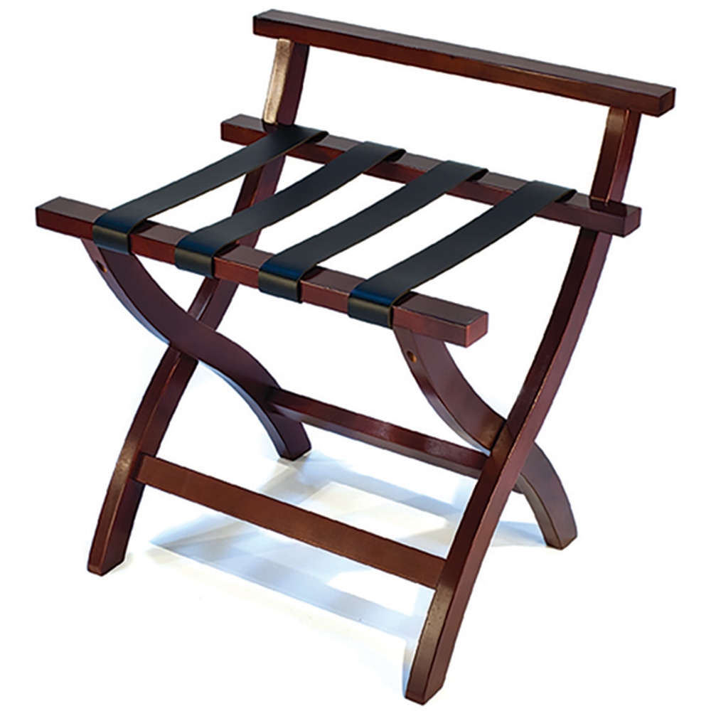 CSL Premier High Back Wood Luggage Racks, 24inH x 23inW x 19inD, Mahogany/Black, Pack Of 3 Racks, 79MAHL MPN:79MAH-L