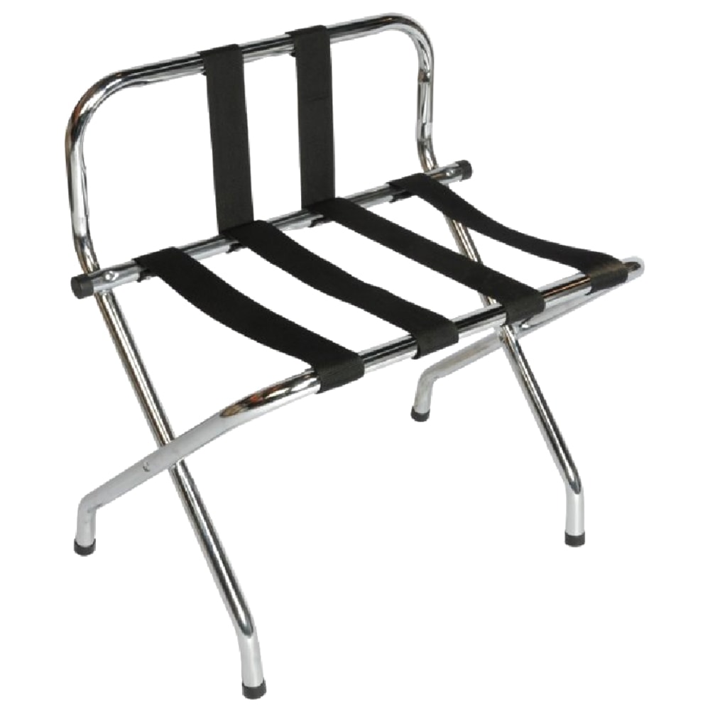 CSL High Back Metal Luggage Racks with Back Webbing, 26inH x 24inW x 16inD, Zinc/Black, Pack Of 6 Racks MPN:S1055B-C-BL