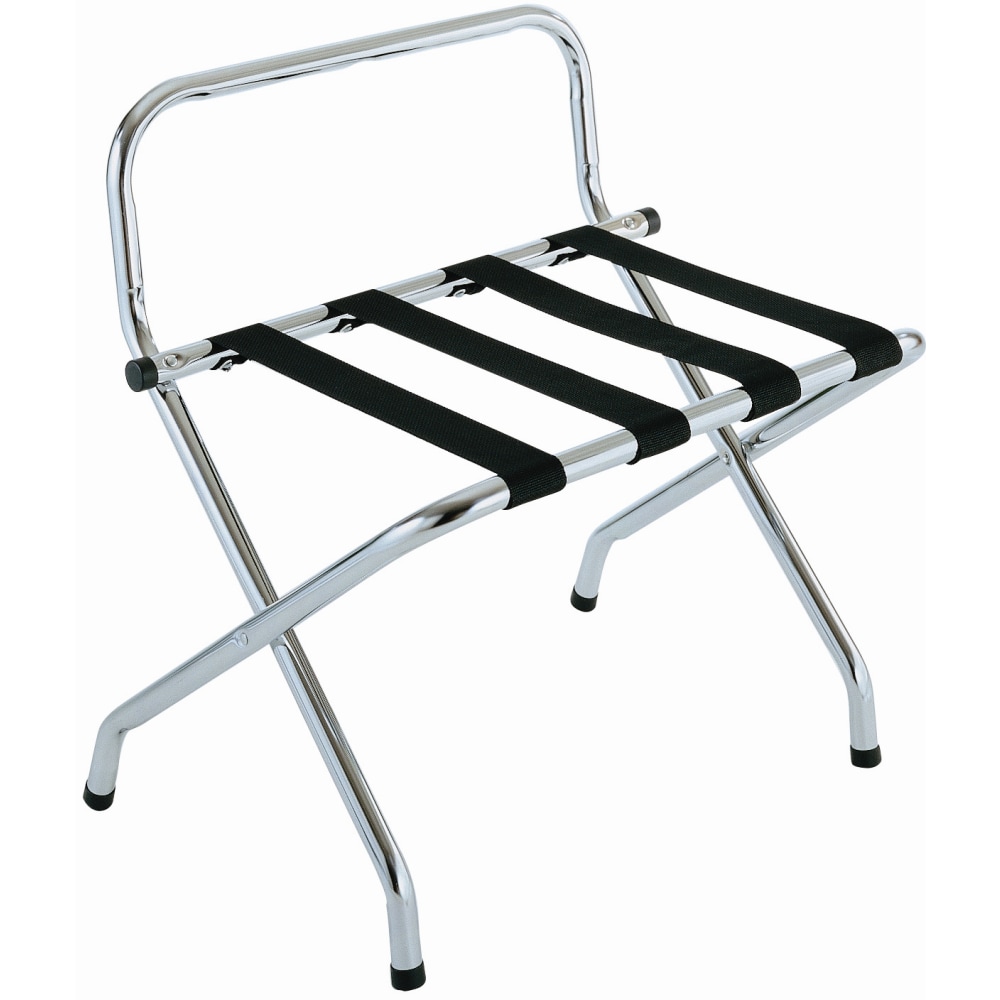 CSL High Back Metal Luggage Rack, 26-1/2inH x 24-1/4inW x 16inD, Zinc/Black MPN:S1055C-BL-1