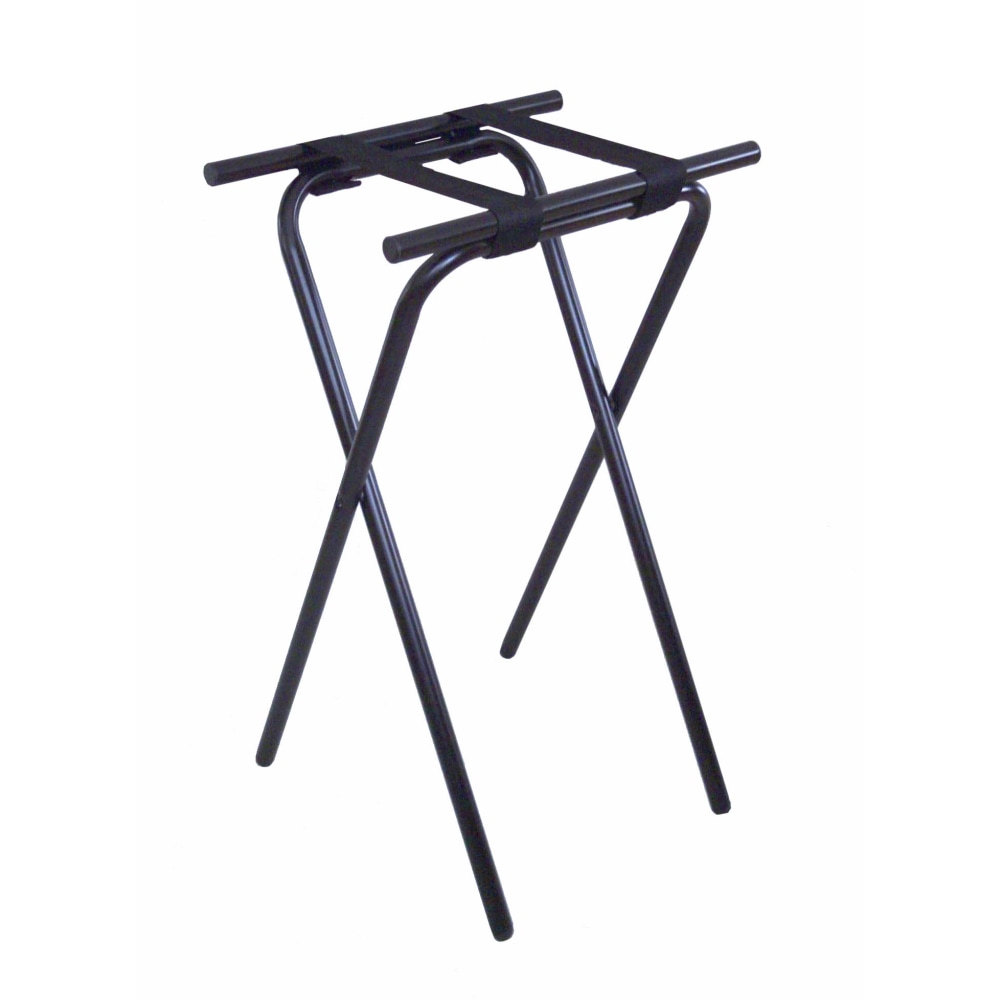CSL Deluxe Steel Tray Stands, 31inH x 19inW x 15inD, Black/Black Straps, Set Of 6 Stands MPN:1053BL